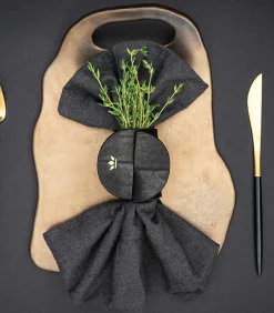 New Servetringen - 4 stuks - Vintage Zwart Keuken- & Tafellinnen