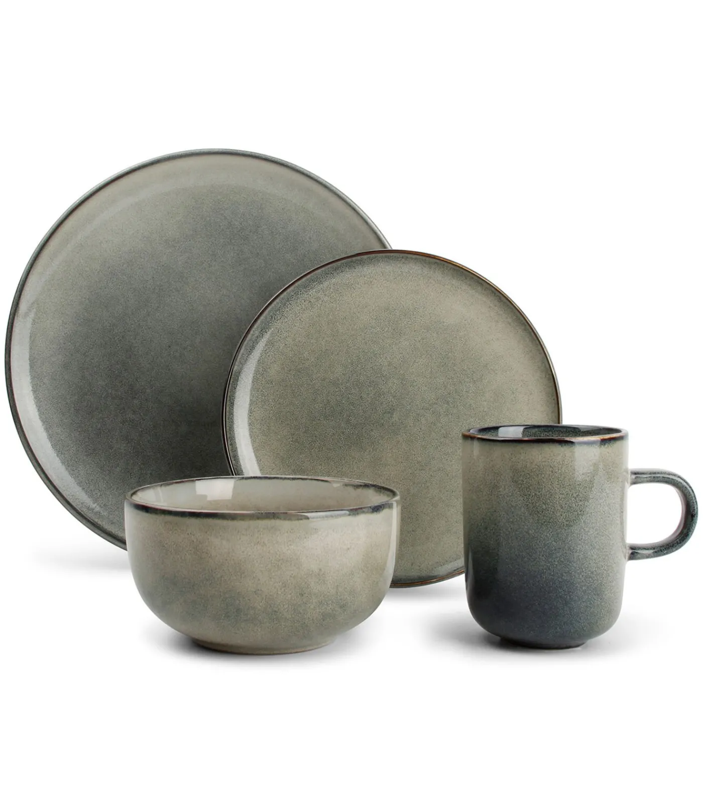 Servies 16-delig groen/blauw Meridian Tafelgerei