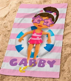 Discount Set Badcape en Strandlaken bedrukt 100% Katoen, GABBY EN HET MAGISCHE HUIS DUO EN Handdoeken
