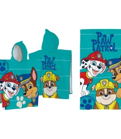 Outlet Set Badcape en Strandlaken bedrukt 100% Katoen, PAW PATROL SUMMER Handdoeken