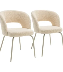 Online Set van 2 FLAVIA beige lussenstoffen stoelen Stoelen