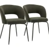 Sale Set van 2 FLAVIA stoelen van groene lusstof Stoelen