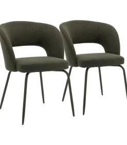 Sale Set van 2 FLAVIA stoelen van groene lusstof Stoelen