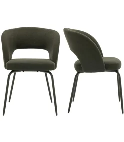 Sale Set van 2 FLAVIA stoelen van groene lusstof Stoelen