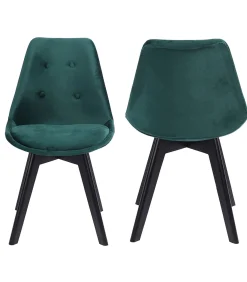 Hot Set van 2 groene NORA fluwelen stoelen met kussen Stoelen