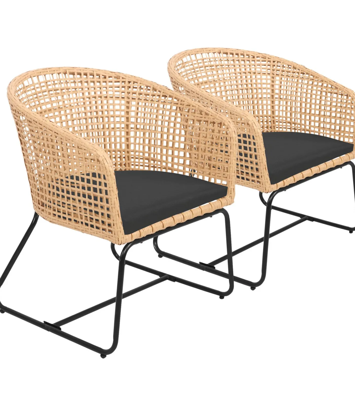 Best Set van 2 kunststof rotan fauteuils met kussens RINA Stoelen