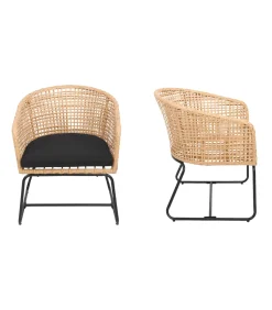 Best Set van 2 kunststof rotan fauteuils met kussens RINA Stoelen