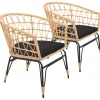 Hot Set van 2 kunststof rotan fauteuils met kussens AIKO Stoelen