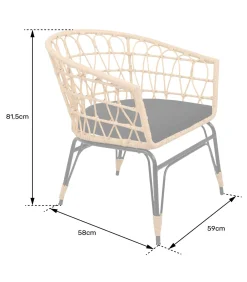 Hot Set van 2 kunststof rotan fauteuils met kussens AIKO Stoelen