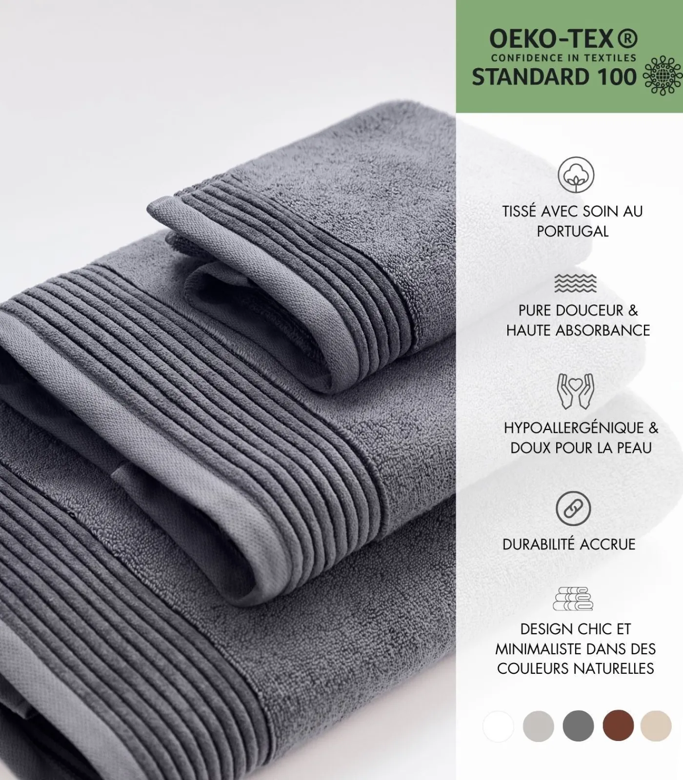 New Set van 6 Premium Handdoeken SOOTHING SHADOWS (2-33x50cm, 2-50x100cm, 2-100x150cm) Badset