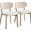 Outlet Set van 2 stoelen AURA beige lusstof en licht hout Stoelen