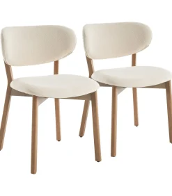 Outlet Set van 2 stoelen AURA beige lusstof en licht hout Stoelen