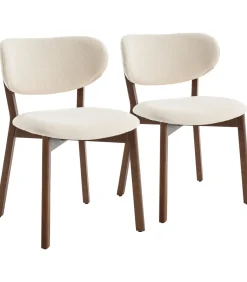 Hot Set van 2 stoelen AURA in donker hout en beige boucle stof Stoelen