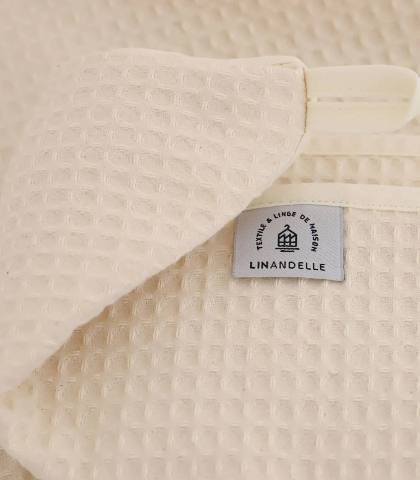 Set van twee witte katoenen honingraathanddoeken 50x100 cm Handdoeken