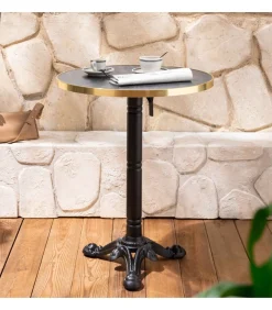 Discount Set van zwart marmeren verstelbare terrastafel en 2 rode stoelen Tuinmeubelen