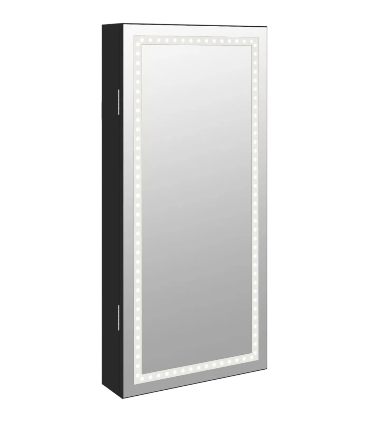 New Sieradenkast met spiegel en LED wandgemonteerd zwart Spiegels