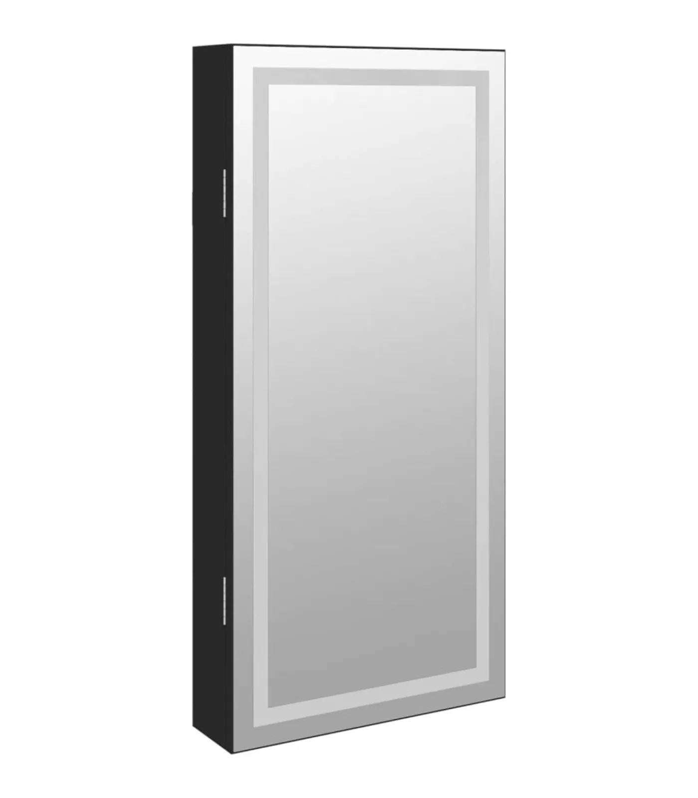 New Sieradenkast met spiegel en LED wandgemonteerd zwart Spiegels