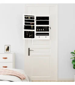 Best Sieradenkast met spiegel en LED wandgemonteerd wit Spiegels