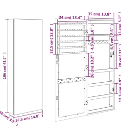 Online Sieradenkast met spiegel en LED wandgemonteerd wit Spiegels