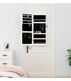 Sale Sieradenkast met spiegel en LED wandgemonteerd wit Spiegels