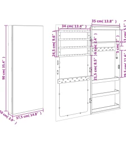 Sale Sieradenkast met spiegel en LED wandgemonteerd wit Spiegels