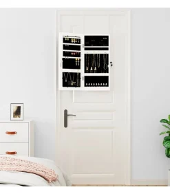 Best Sieradenkast met spiegel en LED wandgemonteerd wit Spiegels