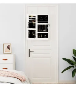 Outlet Sieradenkast met spiegel wandgemonteerd 30x8,5x67 cm wit Spiegels