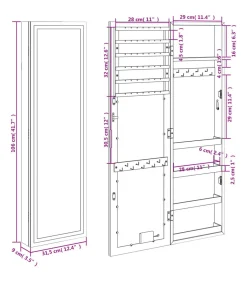 Online Sieradenkast met spiegel en LED wandgemonteerd wit Spiegels
