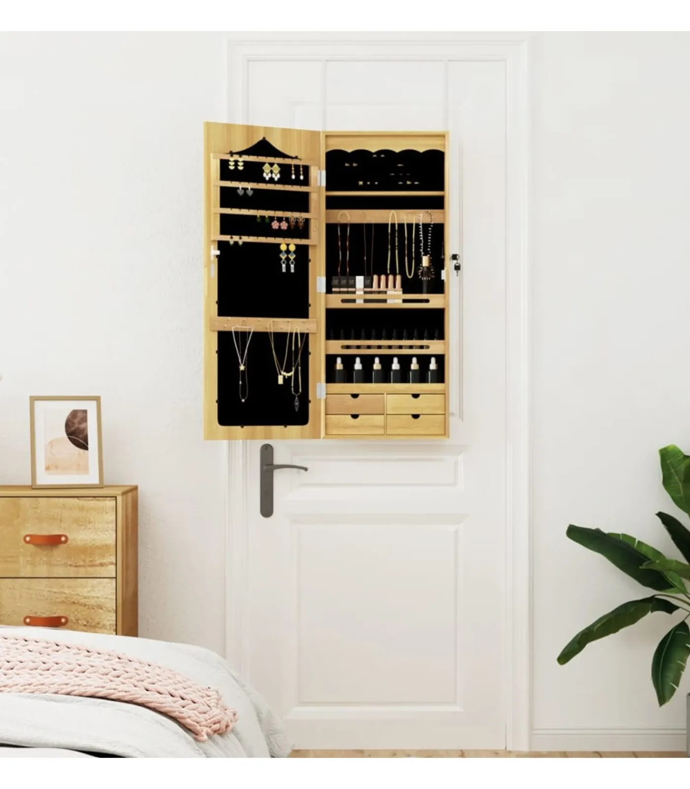 New Sieradenkast met spiegel wandgemonteerd 37,5x10x90 cm Spiegels