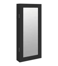 New Sieradenkast met spiegel wandgemonteerd 30x8,5x67 cm zwart Spiegels