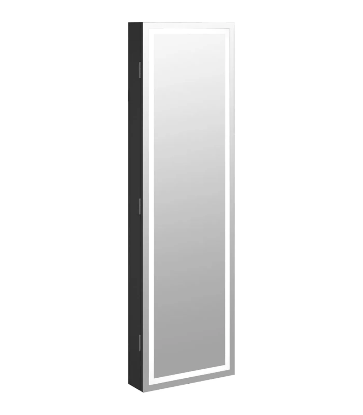 Sieradenkast met spiegel en LED wandgemonteerd zwart Spiegels