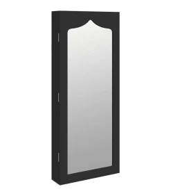 Hot Sieradenkast met spiegel wandgemonteerd 37,5x10x90 cm zwart Spiegels