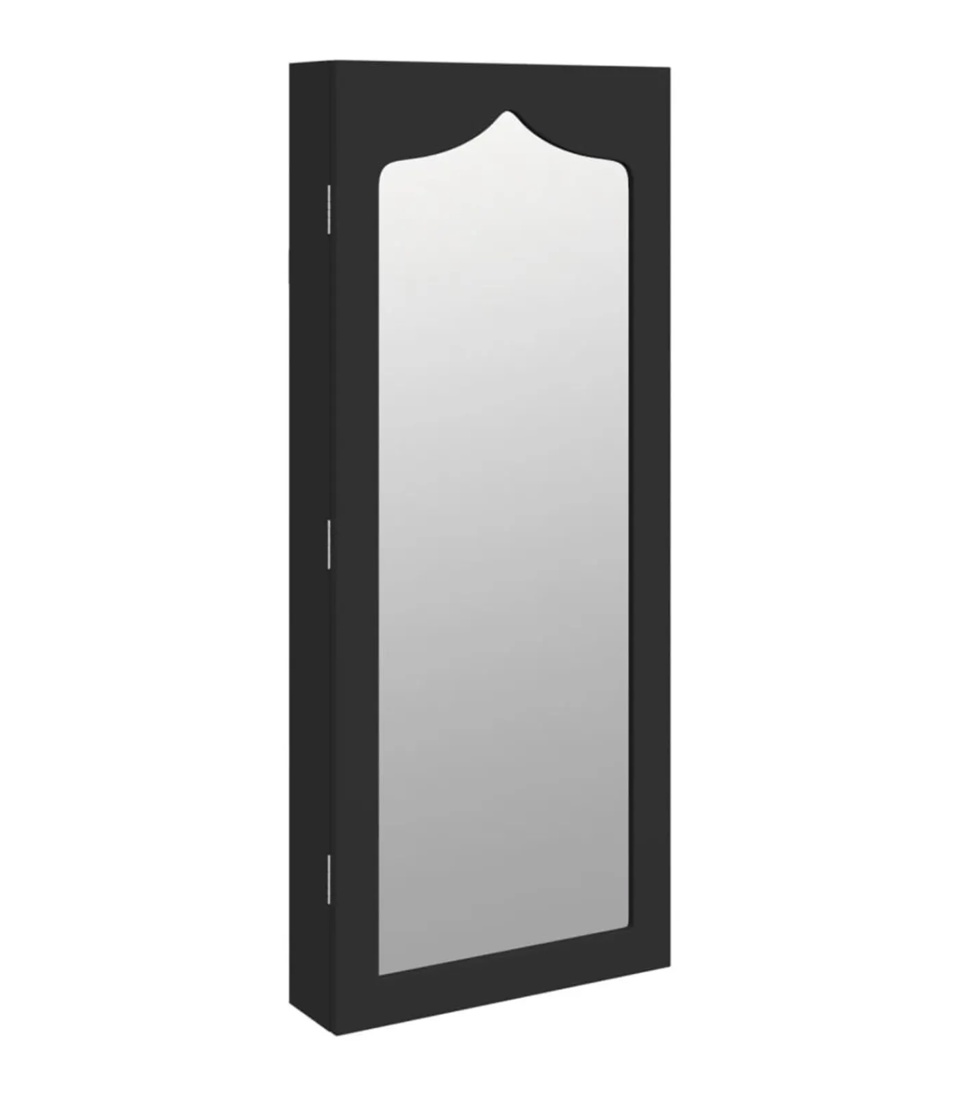 Hot Sieradenkast met spiegel wandgemonteerd 37,5x10x90 cm zwart Spiegels