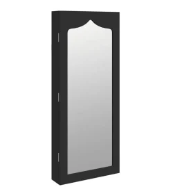 Hot Sieradenkast met spiegel wandgemonteerd 37,5x10x90 cm zwart Spiegels