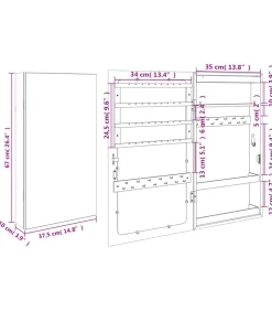 Discount Sieradenkast met spiegel en LED wandgemonteerd wit Spiegels