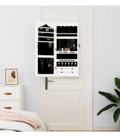 Clearance Sieradenkast met spiegel wandgemonteerd 37,5x10x90 cm wit Spiegels