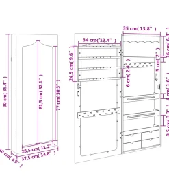 Clearance Sieradenkast met spiegel wandgemonteerd 37,5x10x90 cm wit Spiegels