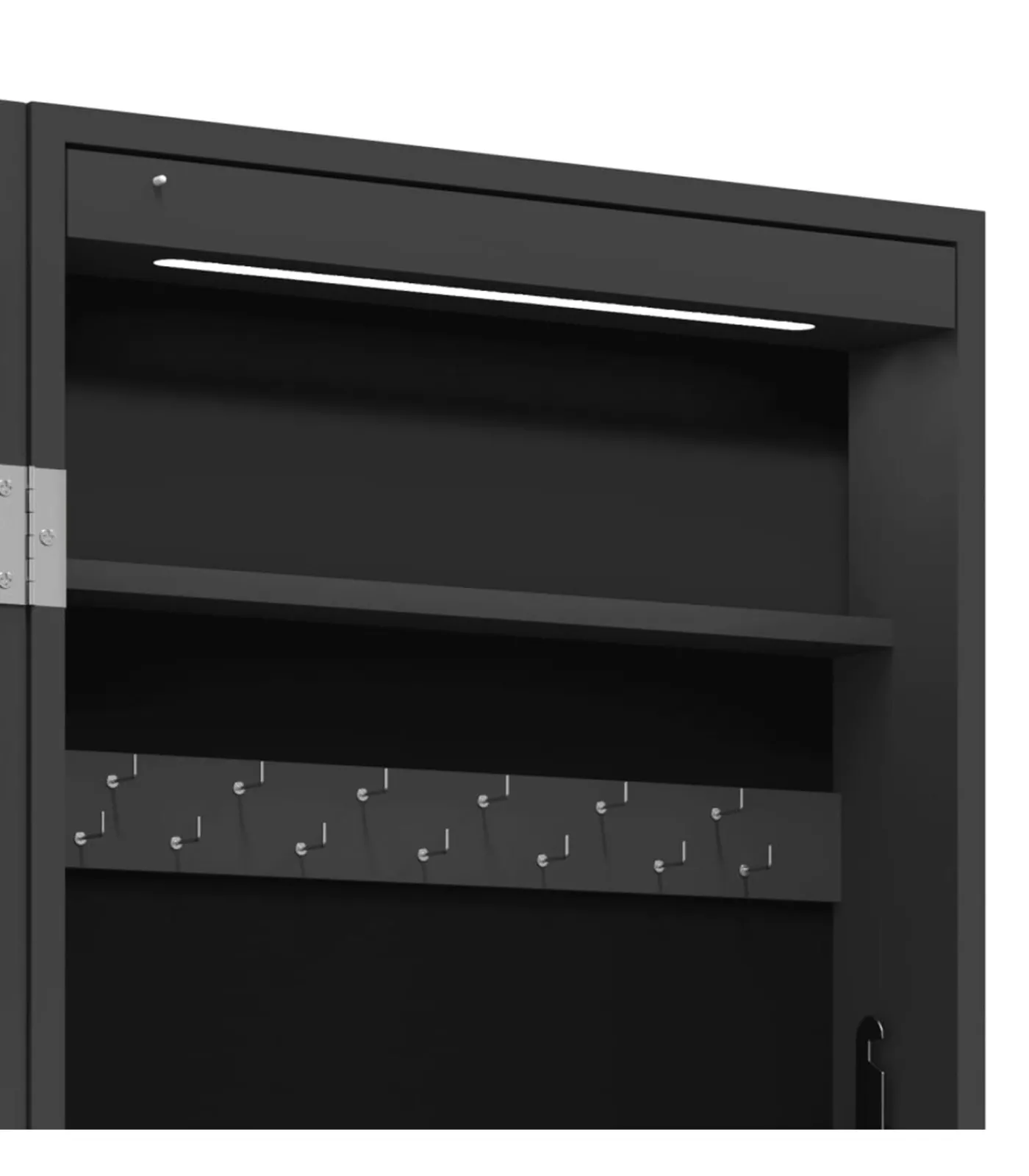 Best Sieradenkast met spiegel en LED wandgemonteerd zwart Spiegels