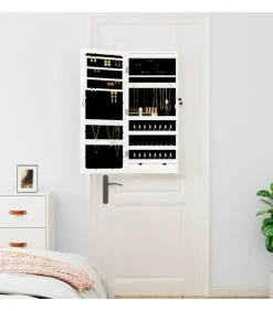 Best Sieradenkast met spiegel en LED wandgemonteerd wit Spiegels