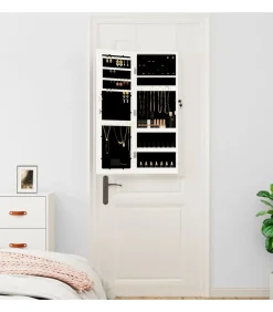 Online Sieradenkast met spiegel en LED wandgemonteerd wit Spiegels