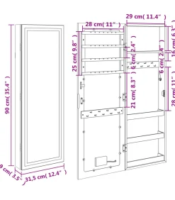 Online Sieradenkast met spiegel en LED wandgemonteerd wit Spiegels