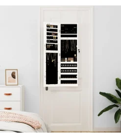 Sieradenkast met spiegel wandgemonteerd 30x8,5x106 cm wit Spiegels