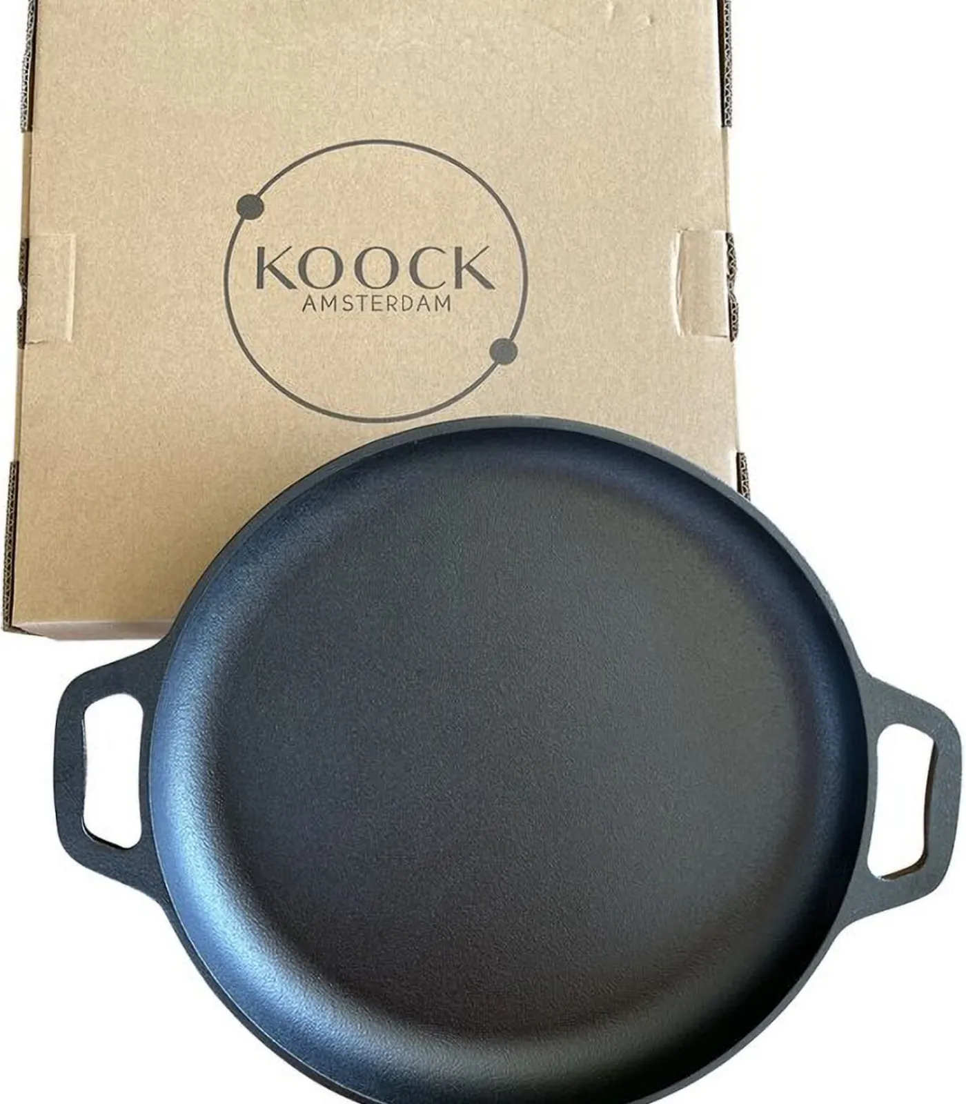 Skillet gietijzer - koekenpan - PFAS vrij - 32cm - zonder steel - Paellapan - BBQ accessoires - Geschikt voor Green Egg Potten & Pannen