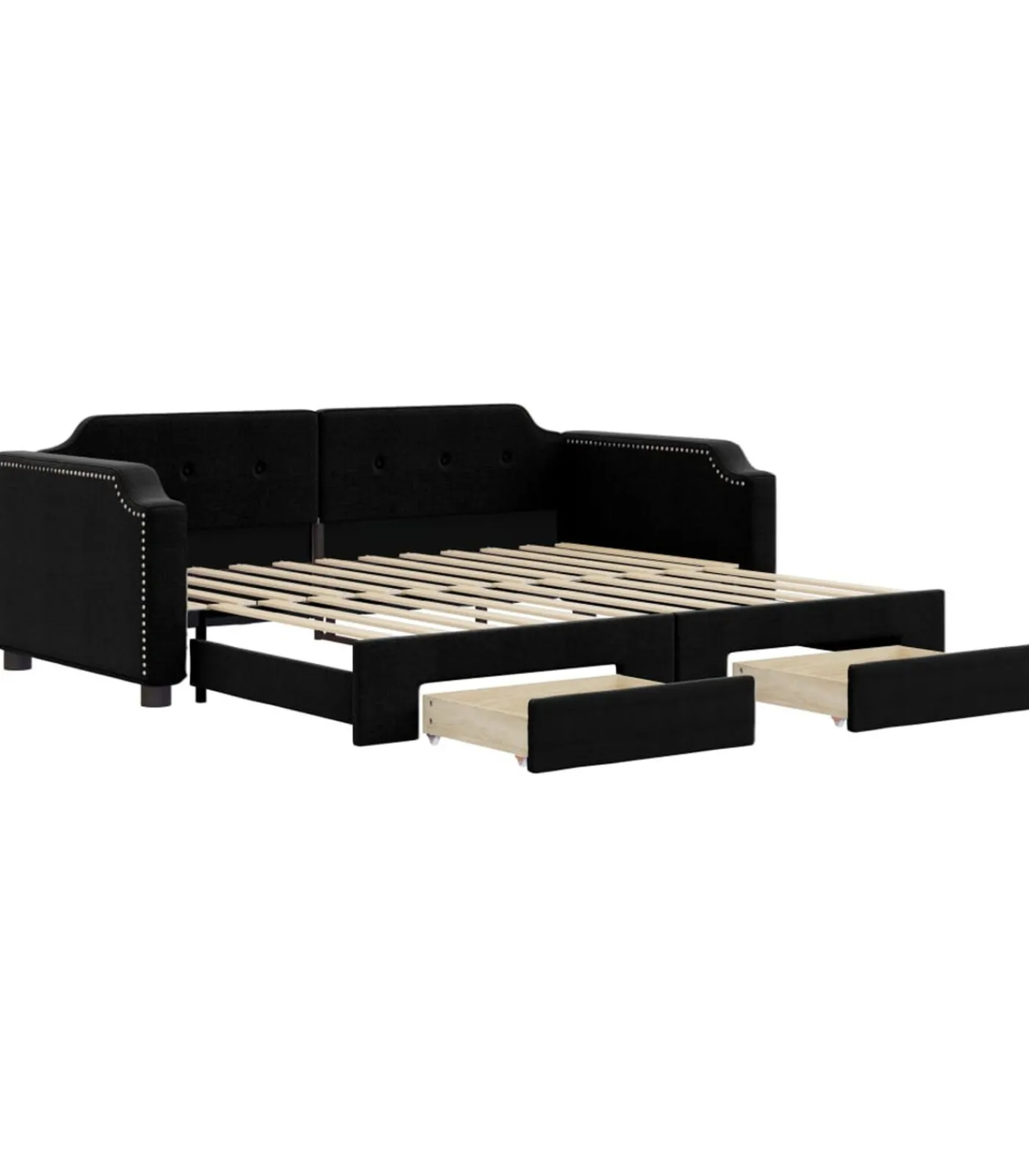 Discount Slaapbank met onderschuifbed en lades 100x200 cm stof zwart Bedden