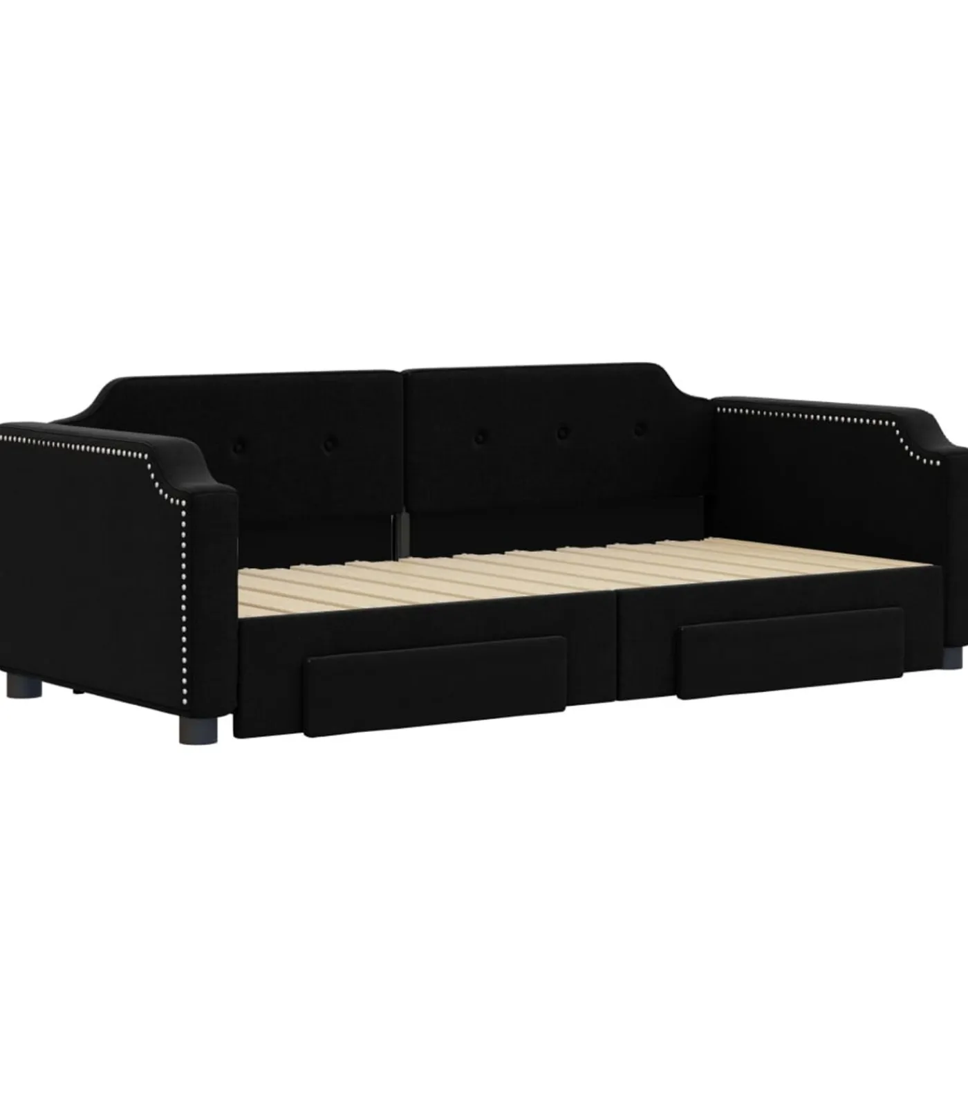 Discount Slaapbank met onderschuifbed en lades 100x200 cm stof zwart Bedden