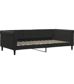 Online Slaapbank met onderschuifbed en lades 100x200 cm fluweel zwart Bedden