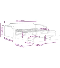 Best Slaapbank met onderschuifbed en lades 100x200 cm stof zwart Bedden