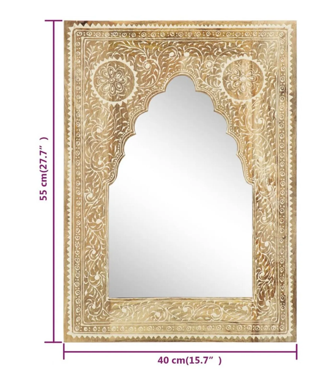 Spiegel handgeschilderd 40x55 cm massief mangohout Spiegels