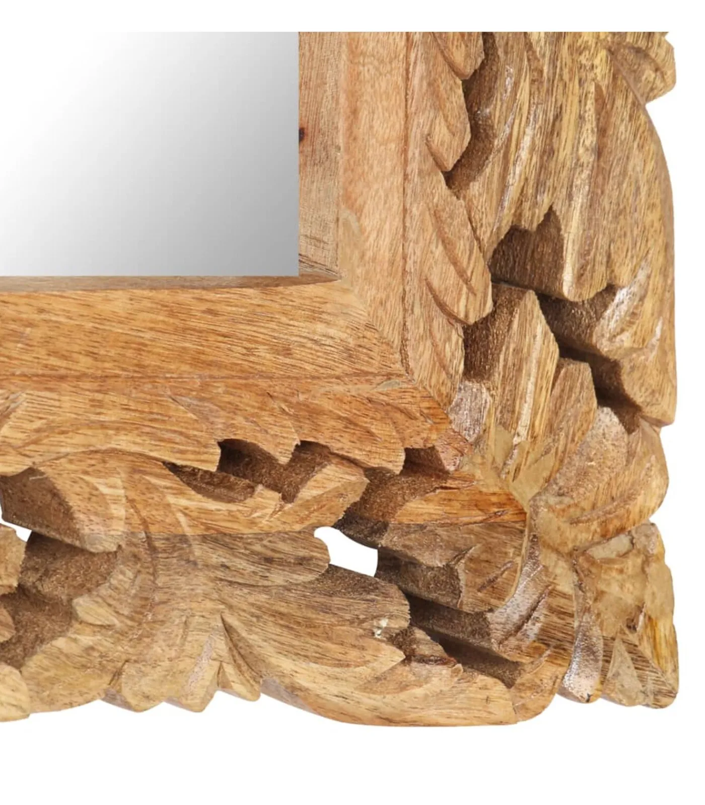 New Spiegel handgesneden 110x50 cm massief mangohout bruin Spiegels