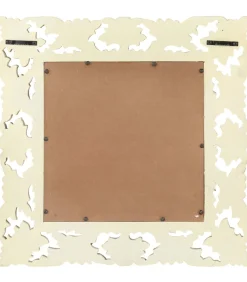 Sale Spiegel handgesneden 50x50 cm massief mangohout wit Spiegels